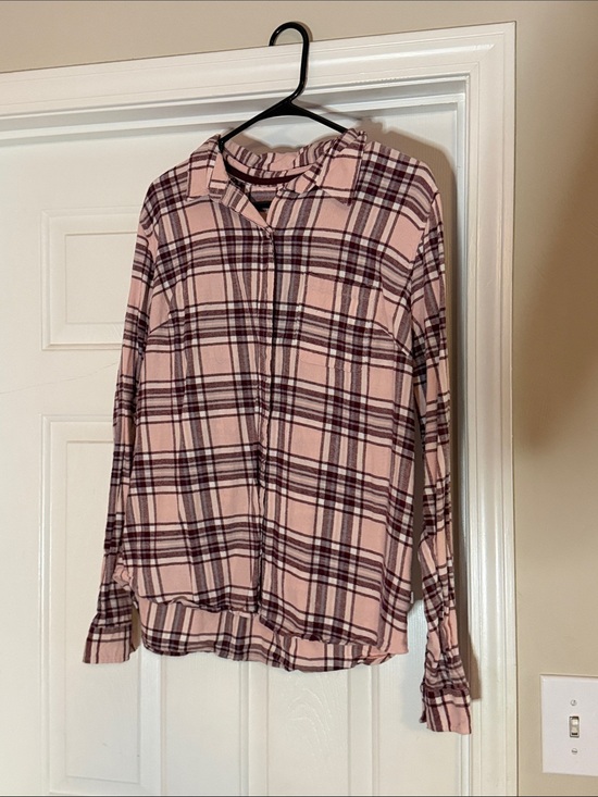 Ocean + Coast Tops - Women's Pink Plaid Button-Down Shirt